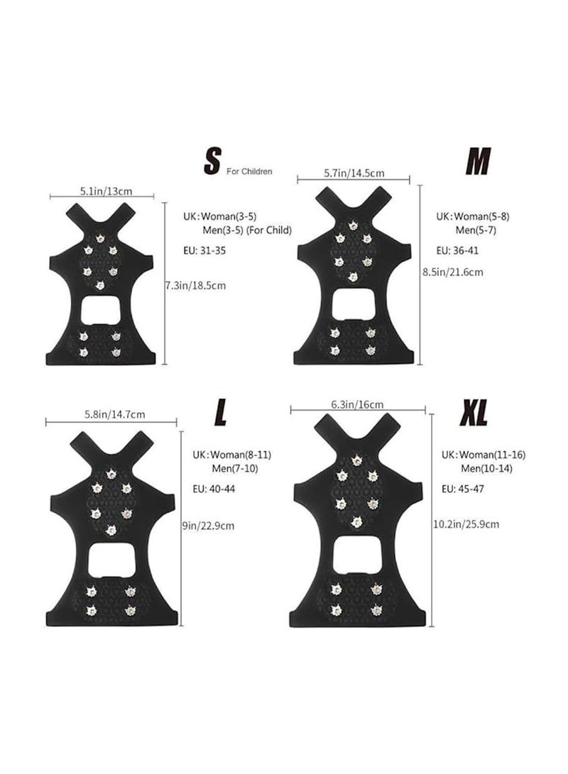 SYOSI Ice Cleats for Shoes and Boots, Ice Snow Traction Cleats Grippers, Non Slip Shoe Ice Grippers,10 Steel Rubber Spikes Crampons Anti Easy Slip Studs Crampons Slip-On Stretch Footwear, Winter Sports(L)  - Image 5