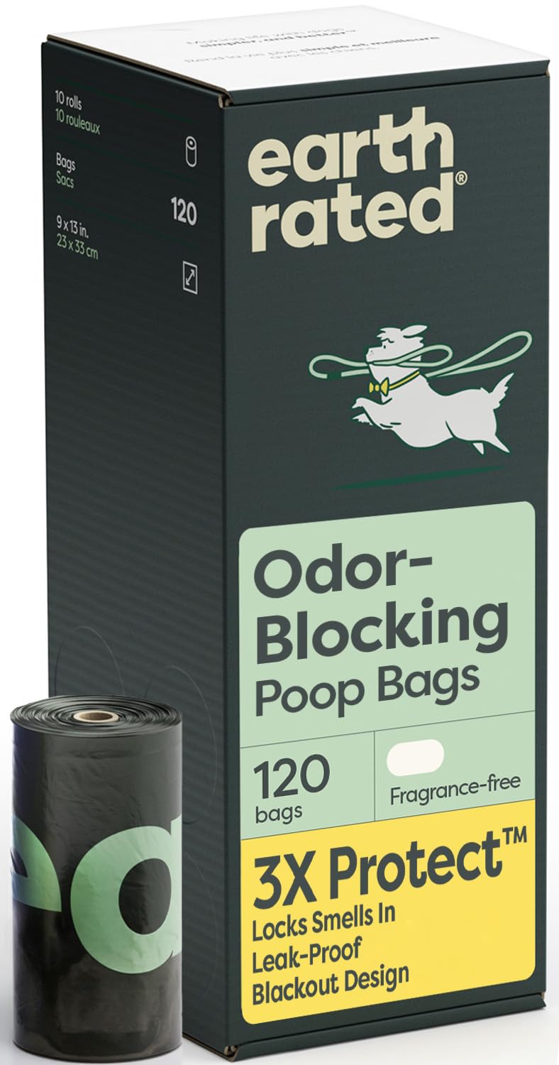 Earth Rated 3X Protect Dog Poop Bag Rolls, Odor Blocking Leak Proof Extra Thick, Unscented, 120 Count - Image 1