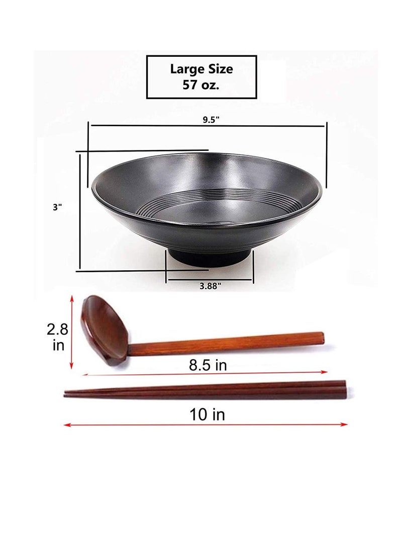 Ramen Bowls set, 2 Sets of 57-Ounce Soup Bowl Sets With Chopsticks and Spoons,Japanese Style Melamine Ramen Bowl Sets Suitable for Ramen, Pho, Noodle, Soup - Image 3