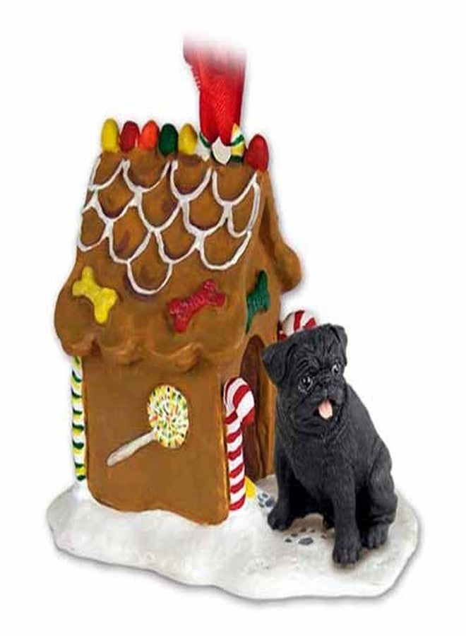 Conversation Concepts Pug Gingerbread House Christmas Ornament, Black