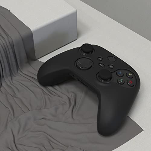 PlayVital Black Pure Series Anti-Slip Silicone Cover Skin for Xbox Series X Controller, Soft Rubber Case Protector for Xbox Core Wireless Controller with Black Thumb Grip Caps - Image 5