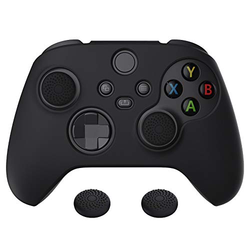 PlayVital Black Pure Series Anti-Slip Silicone Cover Skin for Xbox Series X Controller, Soft Rubber Case Protector for Xbox Core Wireless Controller with Black Thumb Grip Caps - Image 1