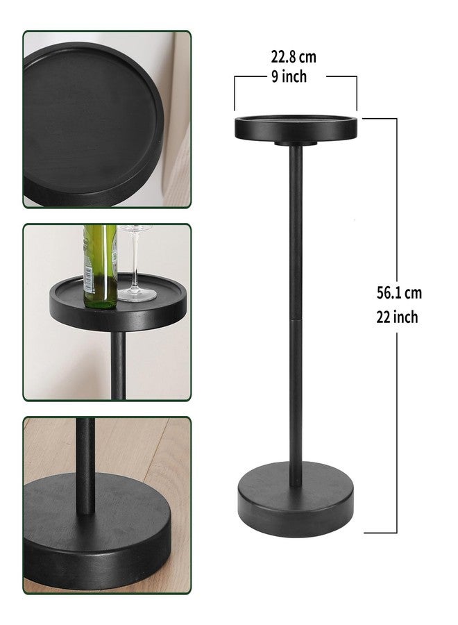 EVERBBKING Solid Wood Pedestal Side Table Black Color, Drink Pedestal, End Corner Table Small Round Martini Table - Image 3