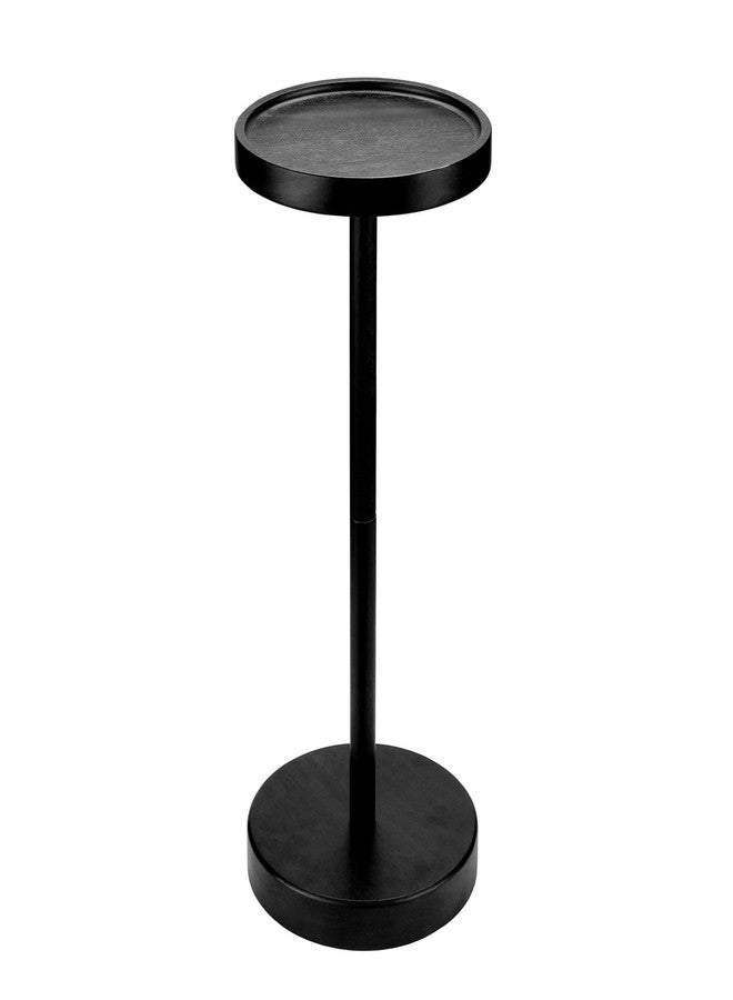 EVERBBKING Solid Wood Pedestal Side Table Black Color, Drink Pedestal, End Corner Table Small Round Martini Table - Image 1