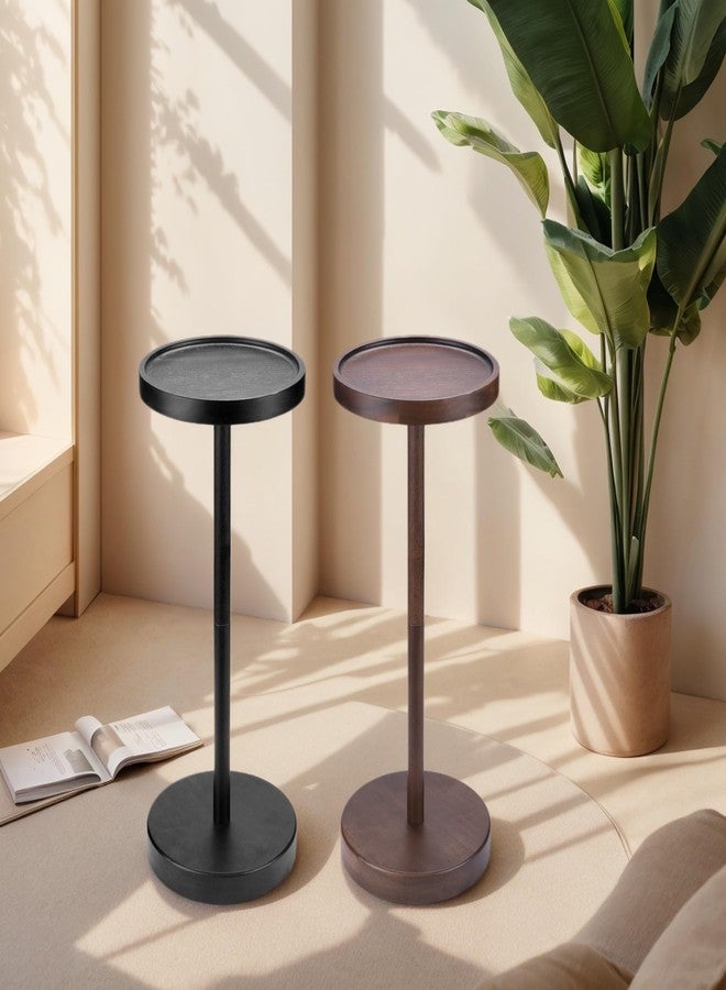 EVERBBKING Solid Wood Pedestal Side Table Black Color, Drink Pedestal, End Corner Table Small Round Martini Table - Image 4