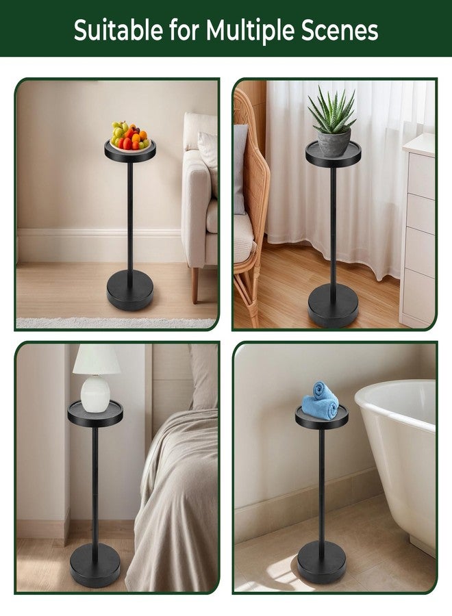 EVERBBKING Solid Wood Pedestal Side Table Black Color, Drink Pedestal, End Corner Table Small Round Martini Table - Image 5