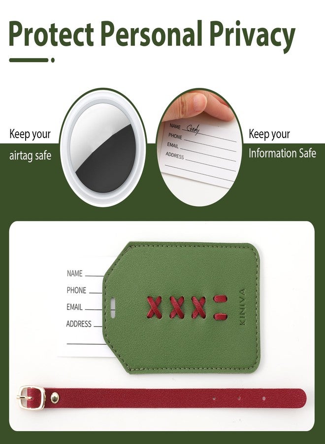 KINIVA Luggage Tags for Suitcases,Unique Leather Bag Baggage Handbag Tags Bulk for Travel with Name Label,Colorful Travel Accessories(12 Green & Red-2 Pack) - Image 5