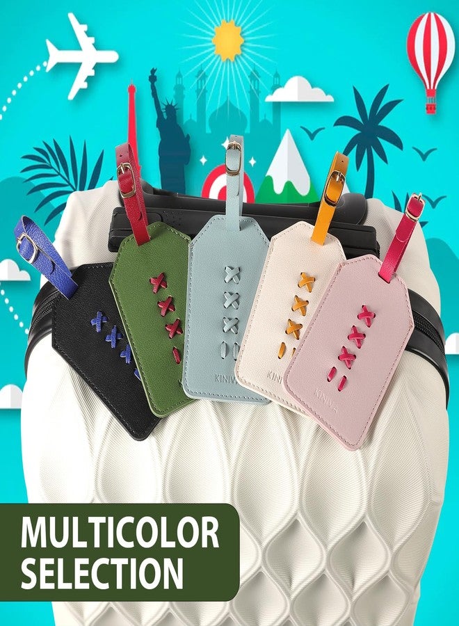 KINIVA Luggage Tags for Suitcases,Unique Leather Bag Baggage Handbag Tags Bulk for Travel with Name Label,Colorful Travel Accessories(12 Green & Red-2 Pack) - Image 2