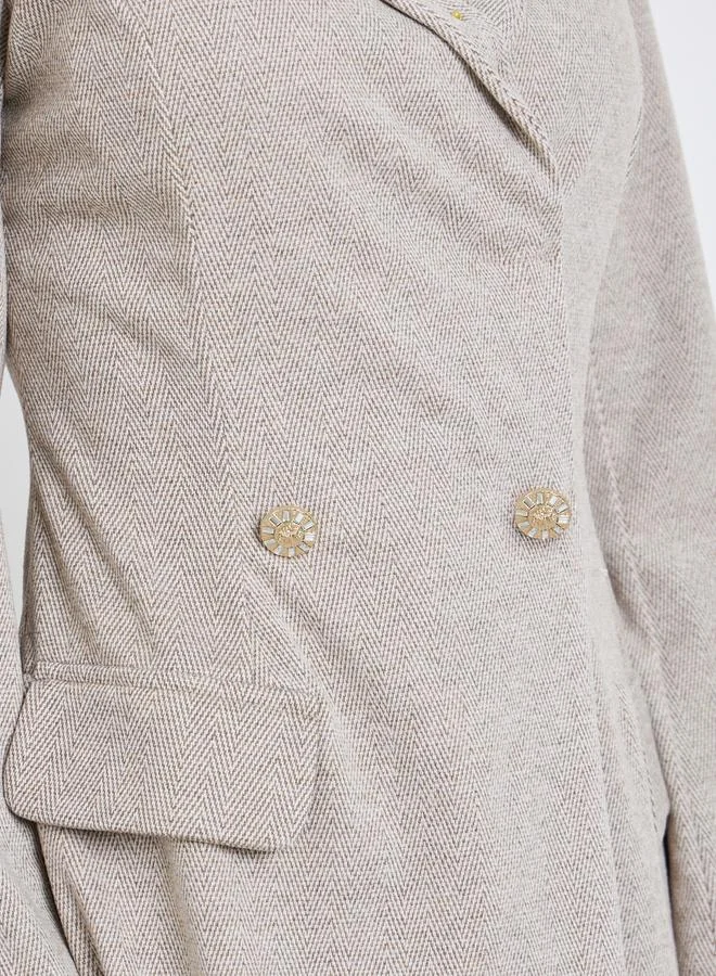 Styli Women Beige Texture Long Sleeves Blazer Mini Dress