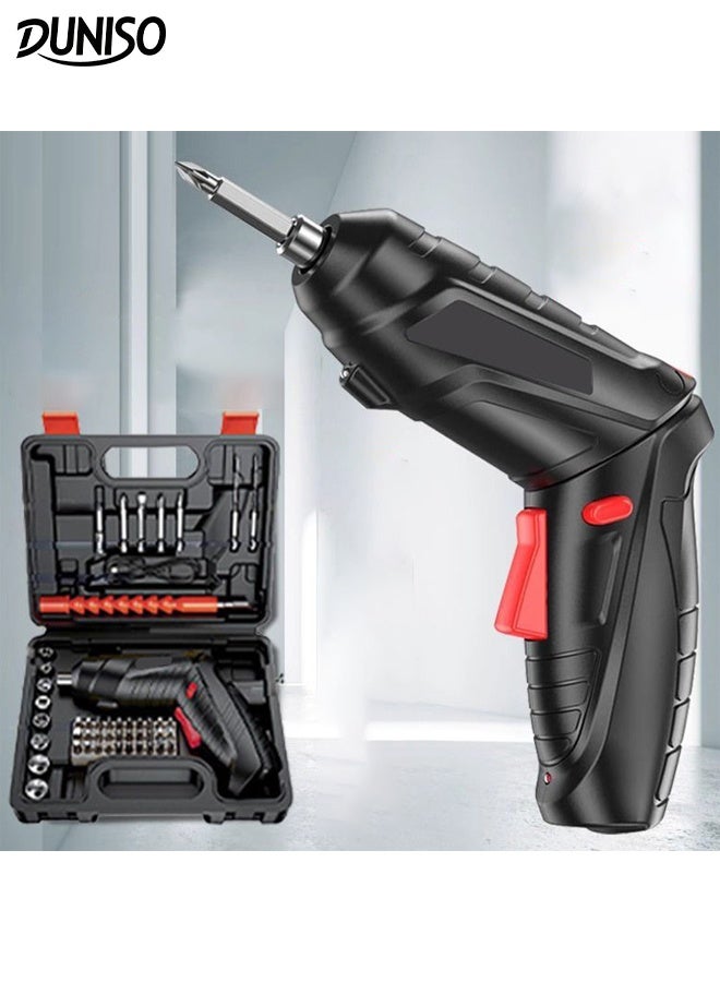 DUNISO Cordless Drill Driver Rotatable 90 Degrees Cordless Screwdriver Rechargeable Electric Screwdriver Set Electric Screwdriver Set with USB Cable for Home Improvement DIY Project - Image 1