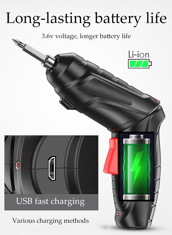 DUNISO Cordless Drill Driver Rotatable 90 Degrees Cordless Screwdriver Rechargeable Electric Screwdriver Set Electric Screwdriver Set with USB Cable for Home Improvement DIY Project - Image 2