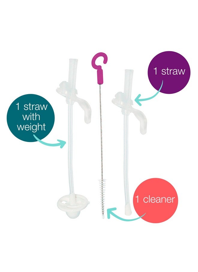 b.box b.box Sippy Cup Replacement Straw Pack | Includes 1 Standard Straw, 1 Weighted Straw, and 1 Cleaning Brush | Fits Sippy Cups  - Image 1