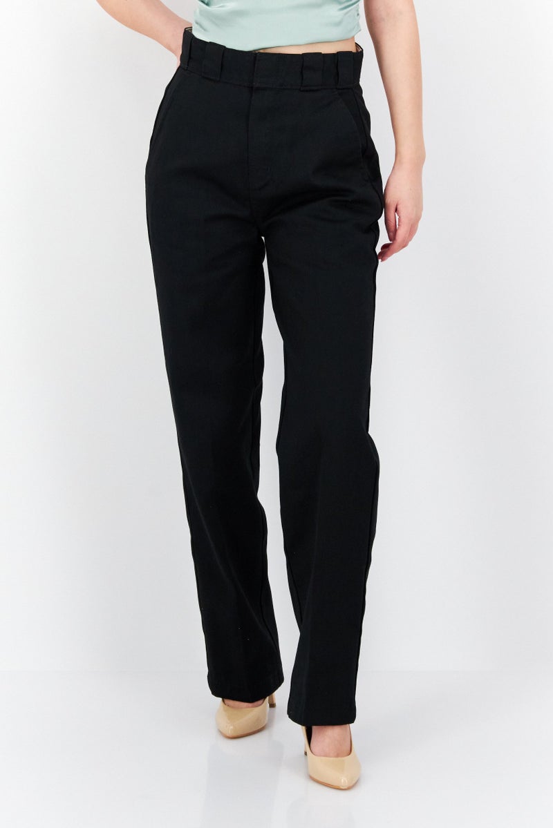 Dickies Women Regular Fit Textured Straight Leg Pants, Black - Image 1