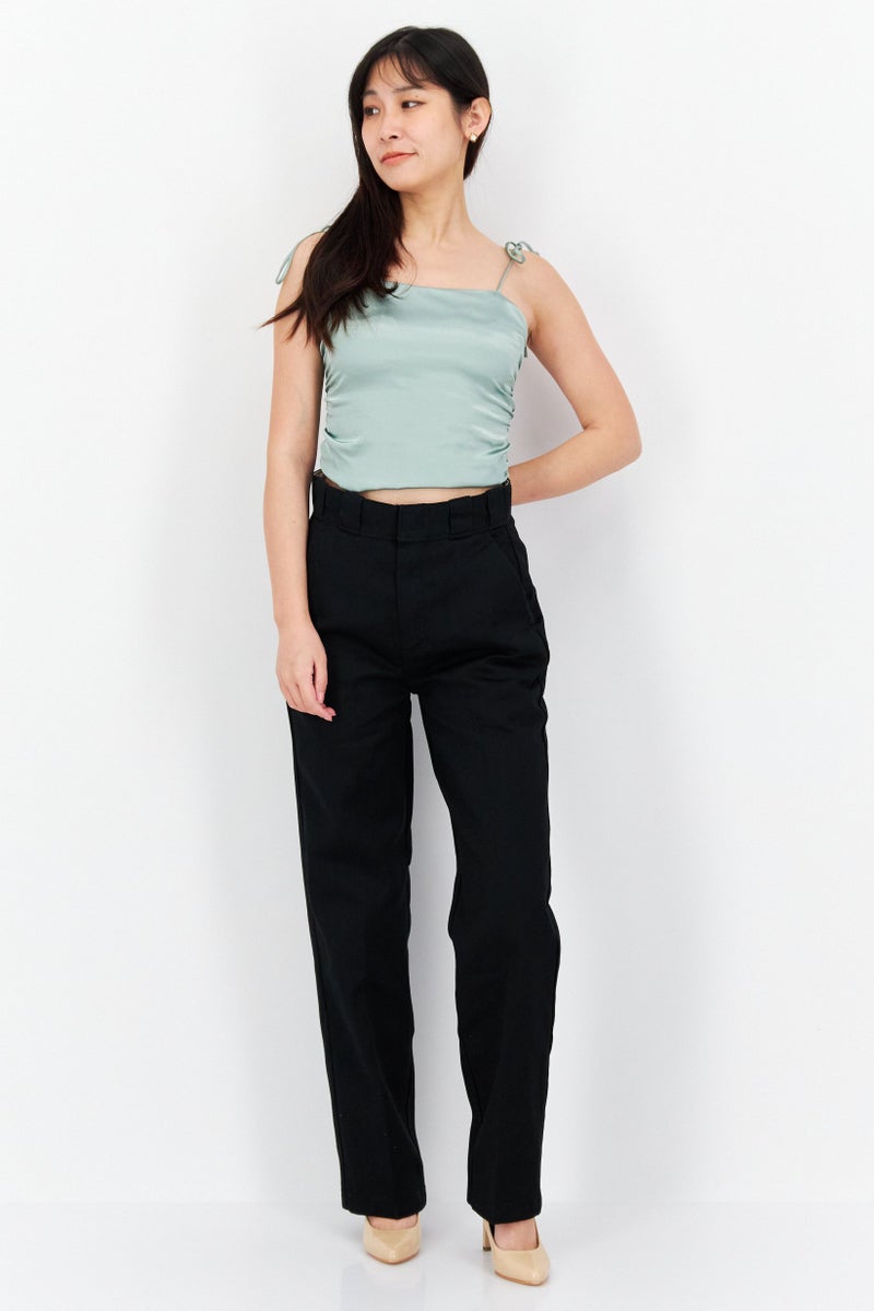 Dickies Women Regular Fit Textured Straight Leg Pants, Black - Image 3