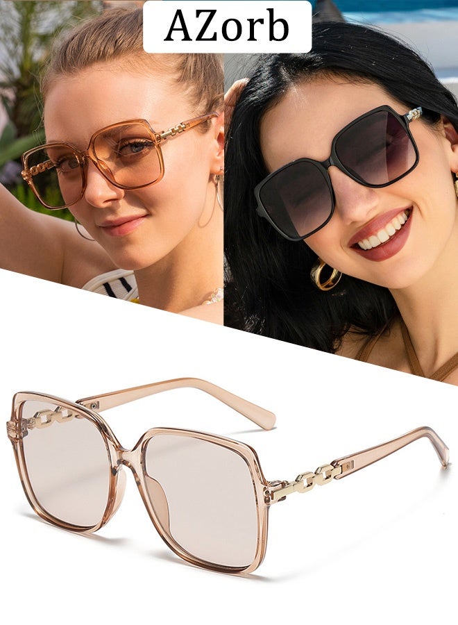 AZorb Square Sunglasses Women Fashion Unique Temples Design Women's Sun Glassess for Womens Oversize Ladies Eye Sunglass UV400 Protection Shades for Travel Daily Eyewear - Image 1