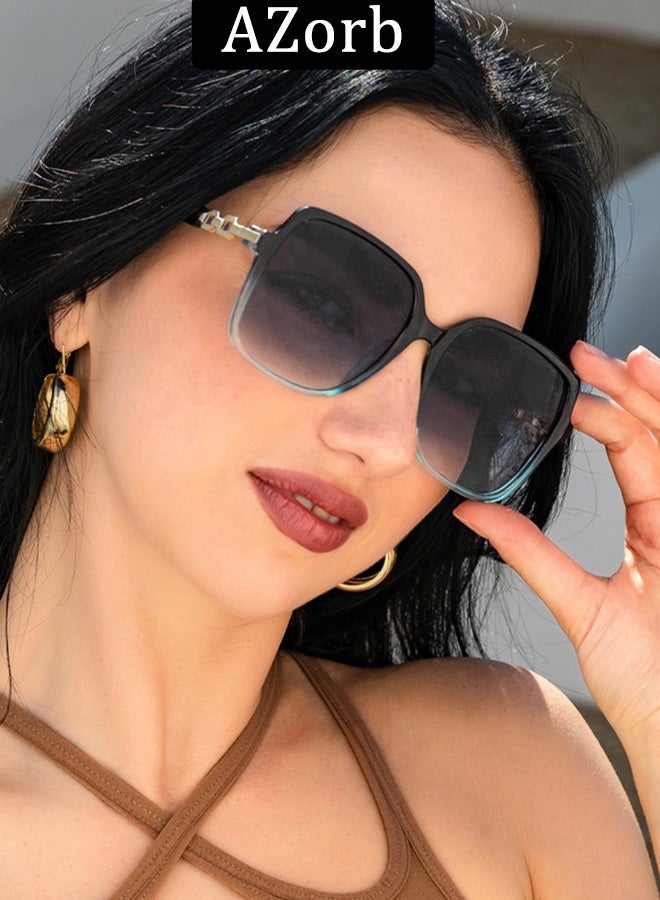 AZorb Square Sunglasses Women Fashion Unique Temples Design Women's Sun Glassess for Womens Oversize Ladies Eye Sunglass UV400 Protection Shades for Travel Daily Eyewear - Image 2