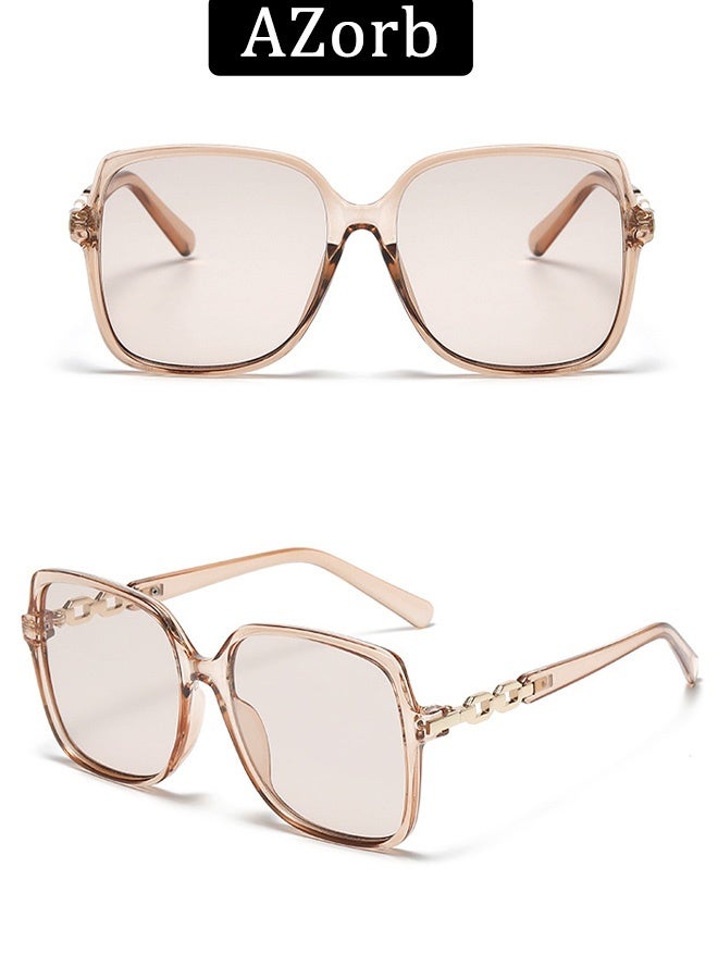 AZorb Square Sunglasses Women Fashion Unique Temples Design Women's Sun Glassess for Womens Oversize Ladies Eye Sunglass UV400 Protection Shades for Travel Daily Eyewear - Image 3