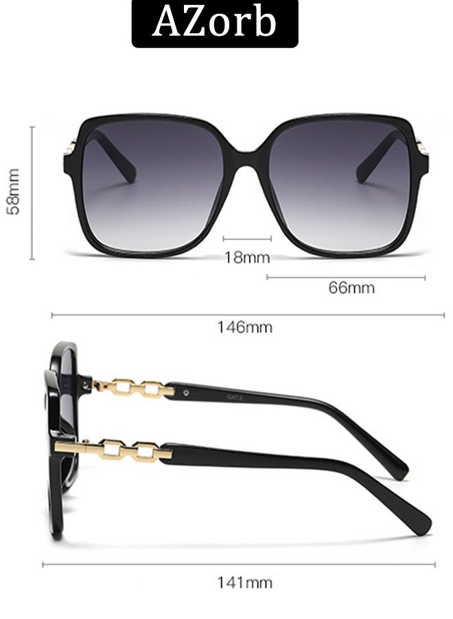 AZorb Square Sunglasses Women Fashion Unique Temples Design Women's Sun Glassess for Womens Oversize Ladies Eye Sunglass UV400 Protection Shades for Travel Daily Eyewear - Image 5