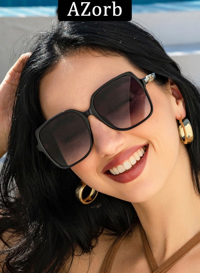 AZorb Square Sunglasses Women Fashion Unique Temples Design Women's Sun Glassess for Womens Oversize Ladies Eye Sunglass UV400 Protection Shades for Travel Daily Eyewear - Image 4