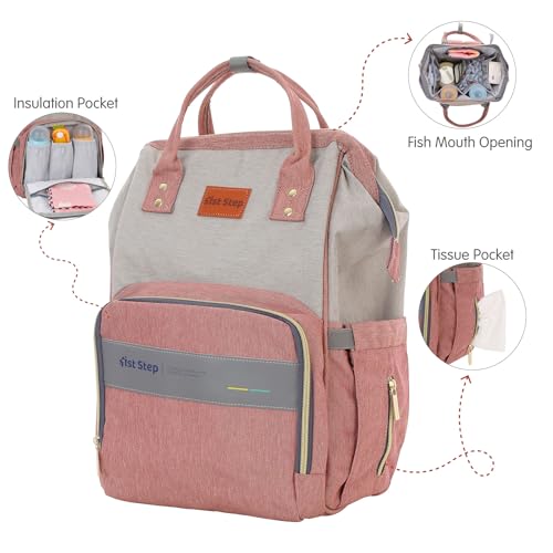 1ST STEP Smart And Multi-Functional Diaper Bag (Pink 2) - Image 2