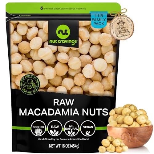 NUT CRAVINGS - Raw Macadamia Nuts, Unsalted, Shelled, (16oz - 1 LB) Bulk Nuts Packed Fresh in Resealable Bag - Kosher Healthy Snack, Food Assortments - Image 1