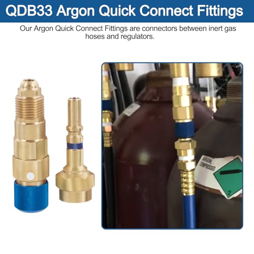 RO6G QDB33 Argon Hose Quick Connect Fittings - Argon Inert Gas Regulator for Quick Connection to Hose, Gold - Image 2