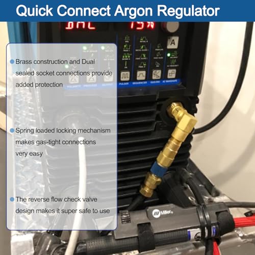 RO6G QDB33 Argon Hose Quick Connect Fittings - Argon Inert Gas Regulator for Quick Connection to Hose, Gold - Image 4