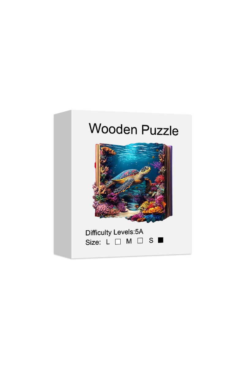 S Wooden Puzzle for Adults -The turtle in the book Puzzle, Unique Shape Wooden Jigsaw Puzzles, Mode.