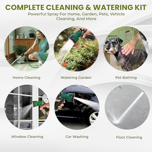 ROOTS & LEAF Roots and Leaf 15M 0.5 Inch Braided PVC Garden Hose Pipe with 8 Pattern Spray Gun with 4 Clamps and tap Adaptor - Yellow | Heavy Duty Water Pipe for Garden, Car Washing, Garden Pipe for Home - Image 3