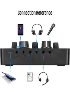 Generic Mini Rechargeable Live Sound Card Voice Changer Device Built-in Multiple Sound Effects With Earphone Lavalier Microphone For Live Streaming Online Singing Chating Music Recording  - Image 3