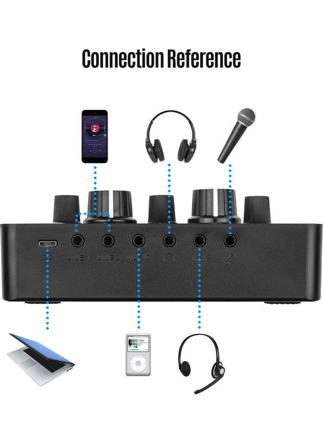 Generic - Mini Rechargeable Live Sound Card Voice Changer Device Built-in Multiple Sound Effects With Earphone Lavalier Microphone For Live Streaming Online Singing Chating Music Recording - Image 1