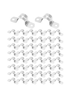 Arabest 1/2 Rigid Pipe Strap Clamp, 50 Pack Strap-U Bracket Tube Clip, Heavy Duty Stainless Steel Fastener Holder Two Hole Strap, Widened Tube Strap Tension Clip Assortment Kit  - Image 1