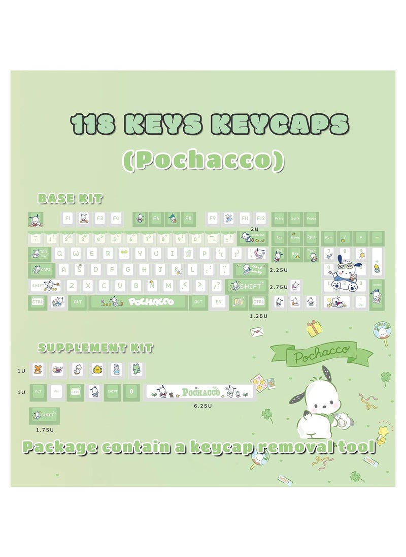 General Sanrio Pochacco Green Yellow Keycaps for XDA MX Switch Cute Anime Japanese Mechanical Gaming Keyboard, PBT Keycap Set  - Image 2