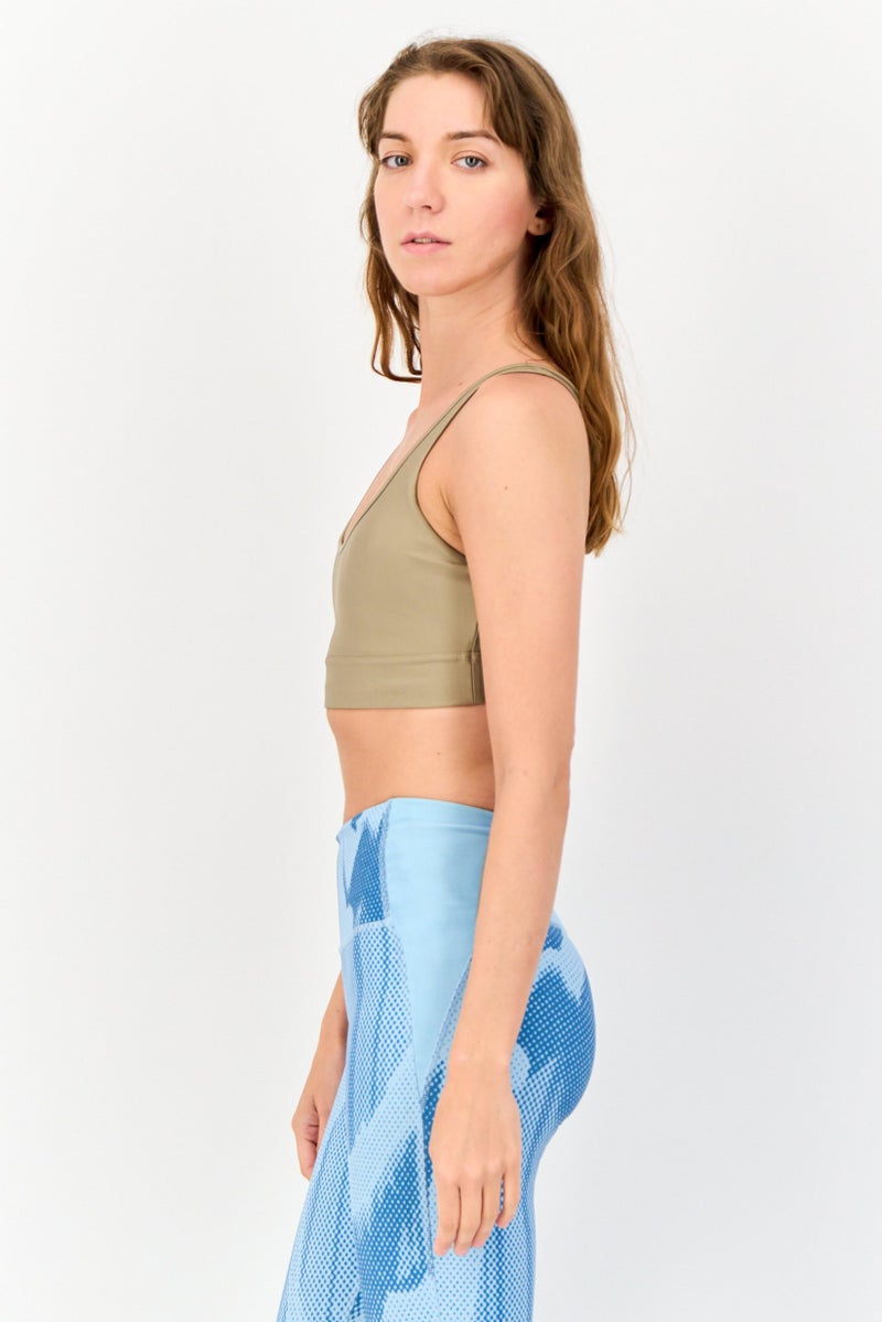 PUMA Women Sportswear Fit Padded Training Sports Bra, Khaki  - Image 2
