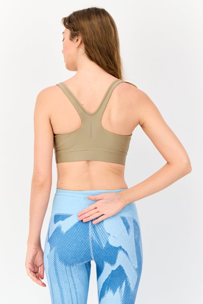 PUMA Women Sportswear Fit Padded Training Sports Bra, Khaki  - Image 3
