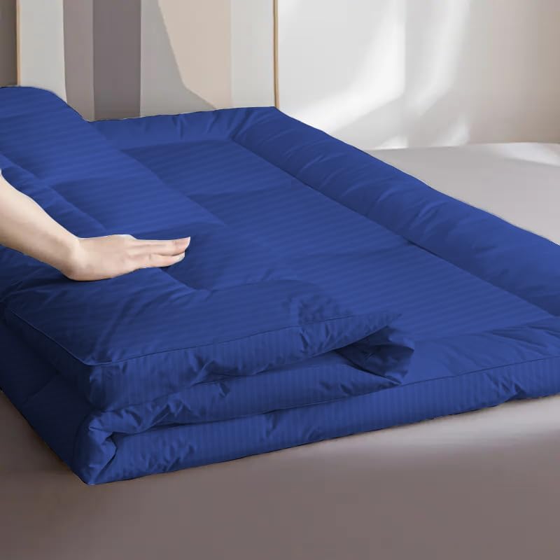 سليب ويل غطاء مرتبة ناعم من مادة مخططة - 600 جرام لكل متر مربع (150×200+7 سم - أزرق) - Image 4