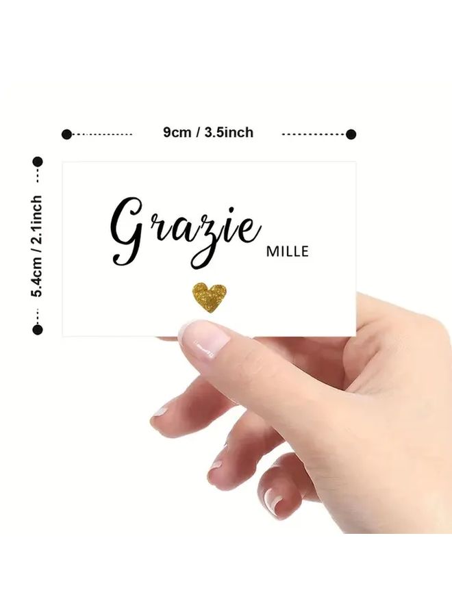 50 Pcs Italian Thank You Cards 9x5 4cm Double Sided Writable Commercial Gift Cards - Image 2