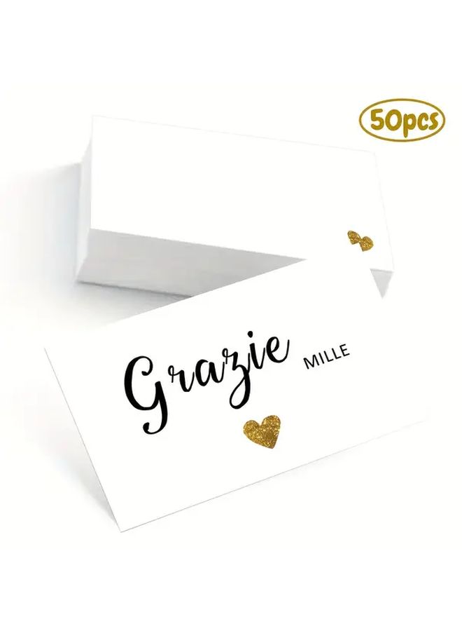 50 Pcs Italian Thank You Cards 9x5 4cm Double Sided Writable Commercial Gift Cards - Image 1