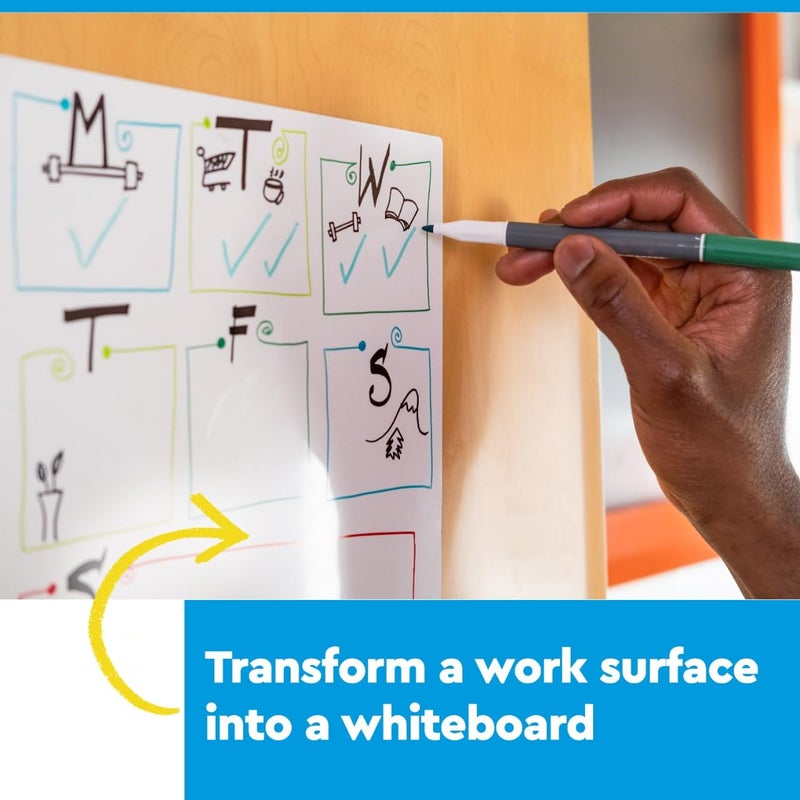 Post-it أوراق السبورة البيضاء القابلة للمسح بسهولة من بوست-إت، عبوة 2، 9.1 × 9.1 بوصة، سبورة بيضاء فورية، استخدم أقلام المسح الجاف والأقلام الدائمة (EE-SH-2PK-SIOC) - Image 5