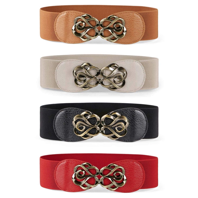 JASGOOD JASGOOD Women Stretchy Belts for Dresses Vintage Elastic Wide Waist Belts, Halloween Cosplay Belt  - Image 1