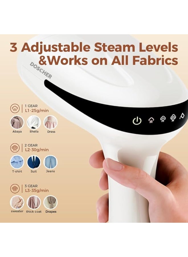 DOSCHER 1600 Watts Handheld Garment Steamer – Portable Steam Iron for Clothes with 3 Steam Levels & 25s Fast Heat-up, Wrinkle Remover - Image 5