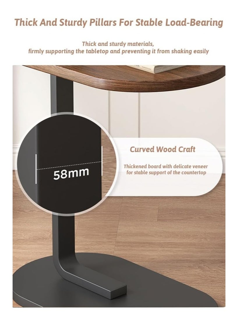 Playx Square - C Shaped Side Table Sofa Side Table Couch Side TablesThat Slide Under,End Table,Laptop Coffee and Snack Side Tables Wooden Table,Small Table For Balcony Living Room Bedroom (Walnut & White) - Image 1