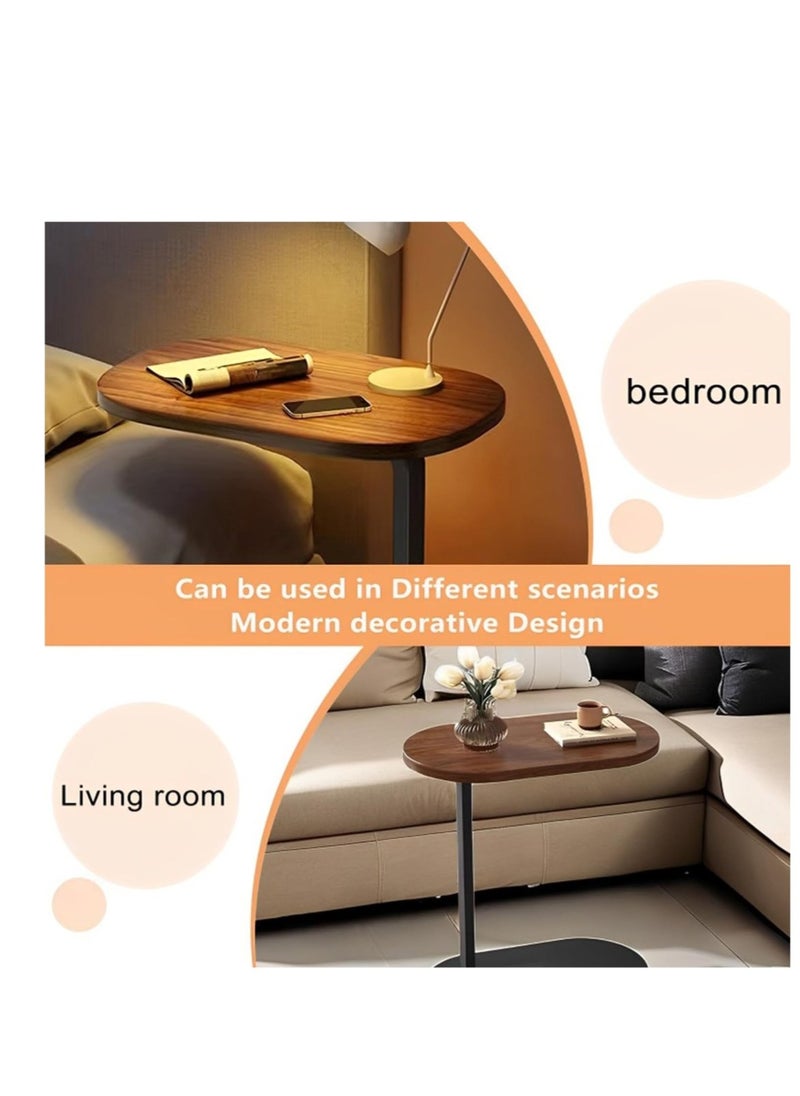 Playx Square - C Shaped Side Table Sofa Side Table Couch Side TablesThat Slide Under,End Table,Laptop Coffee and Snack Side Tables Wooden Table,Small Table For Balcony Living Room Bedroom (Walnut & White) - Image 1