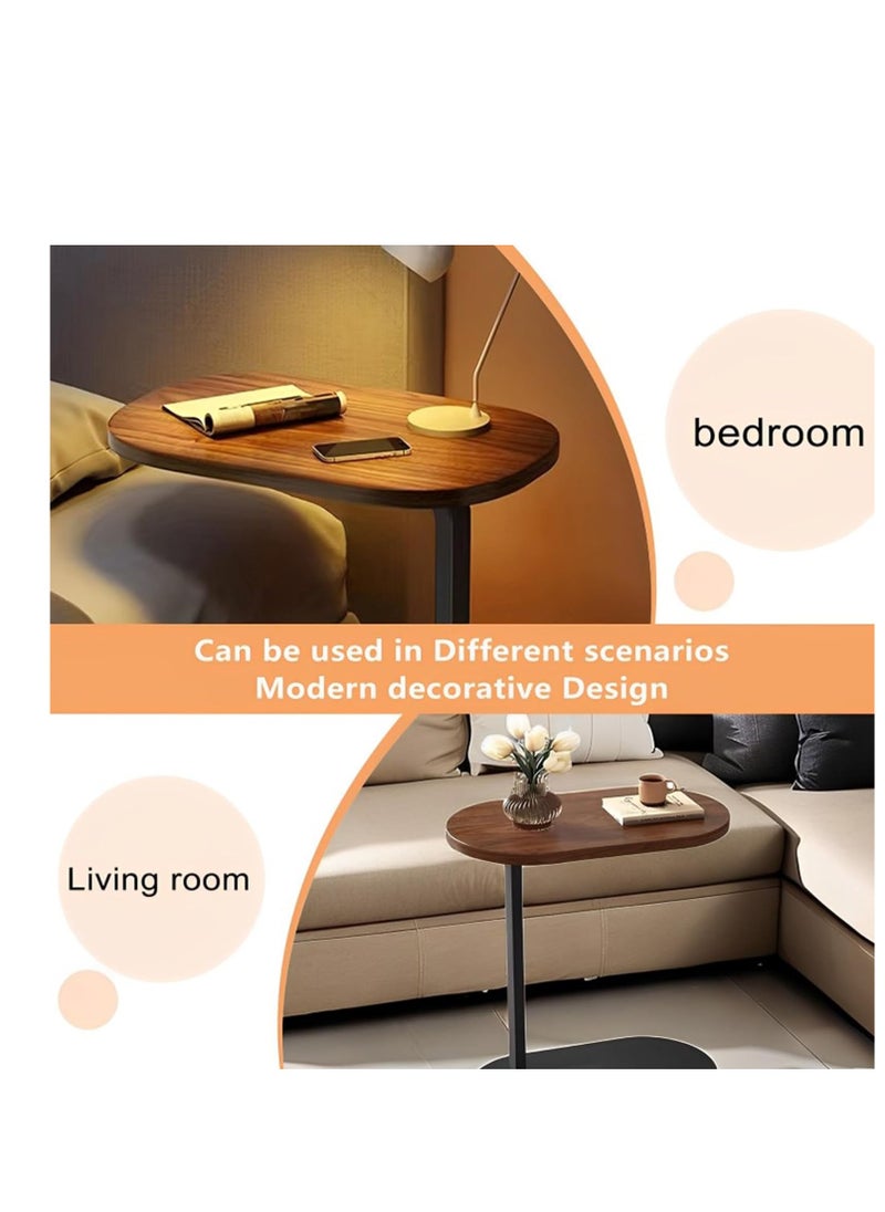 Playx Square - C Shaped Side Table Sofa Side Table Couch Side TablesThat Slide Under,End Table,Laptop Coffee and Snack Side Tables Wooden Table,Small Table For Balcony Living Room Bedroom (Walnut & White) - Image 1