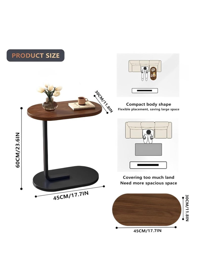 Playx Square - C Shaped Side Table Sofa Side Table Couch Side TablesThat Slide Under,End Table,Laptop Coffee and Snack Side Tables Wooden Table,Small Table For Balcony Living Room Bedroom (Walnut & White) - Image 1