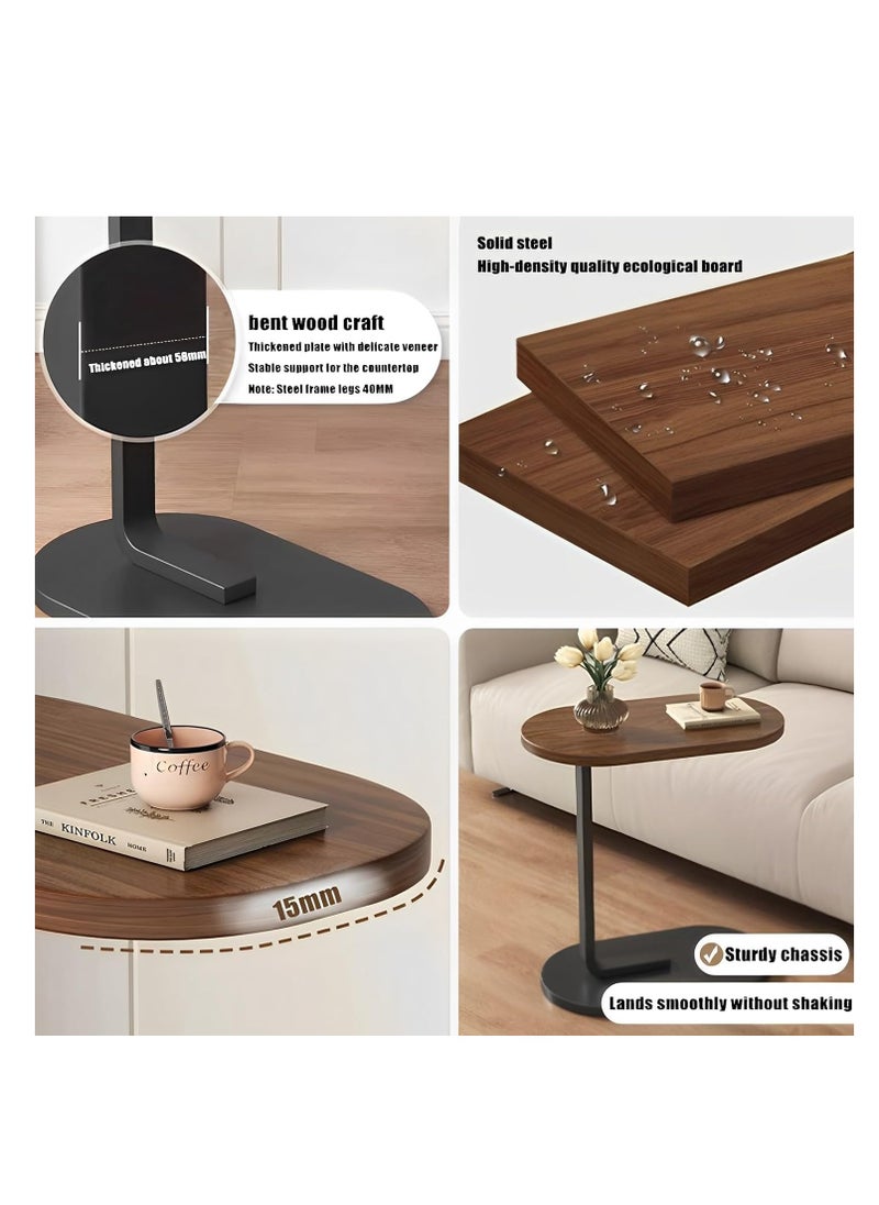 Playx Square - C Shaped Side Table Sofa Side Table Couch Side TablesThat Slide Under,End Table,Laptop Coffee and Snack Side Tables Wooden Table,Small Table For Balcony Living Room Bedroom (Walnut & White) - Image 1