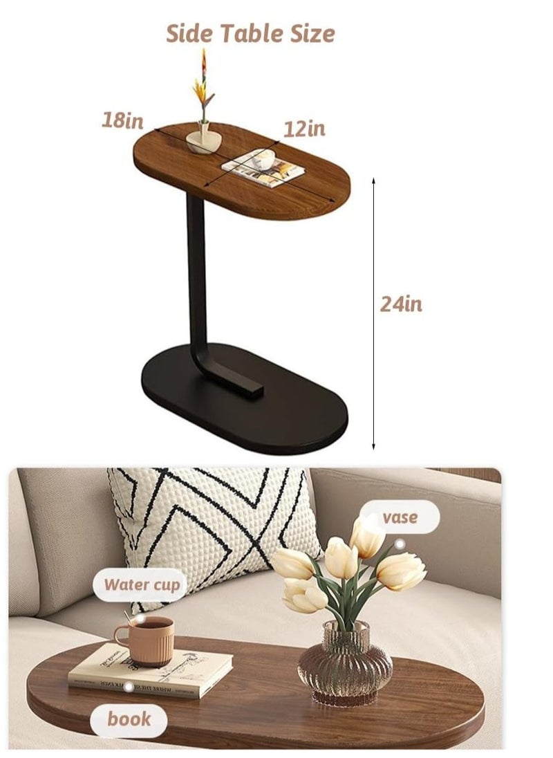 Playx Square - C Shaped Side Table Sofa Side Table Couch Side TablesThat Slide Under,End Table,Laptop Coffee and Snack Side Tables Wooden Table,Small Table For Balcony Living Room Bedroom (Walnut & White) - Image 1