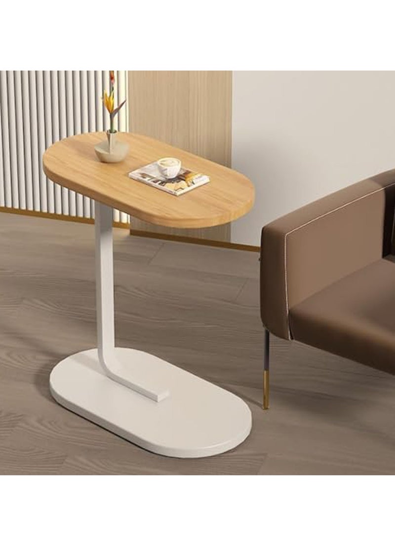 Playx Square - C Shaped Side Table Sofa Side Table Couch Side TablesThat Slide Under,End Table,Laptop Coffee and Snack Side Tables Wooden Table,Small Table For Balcony Living Room Bedroom (Walnut & White) - Image 1