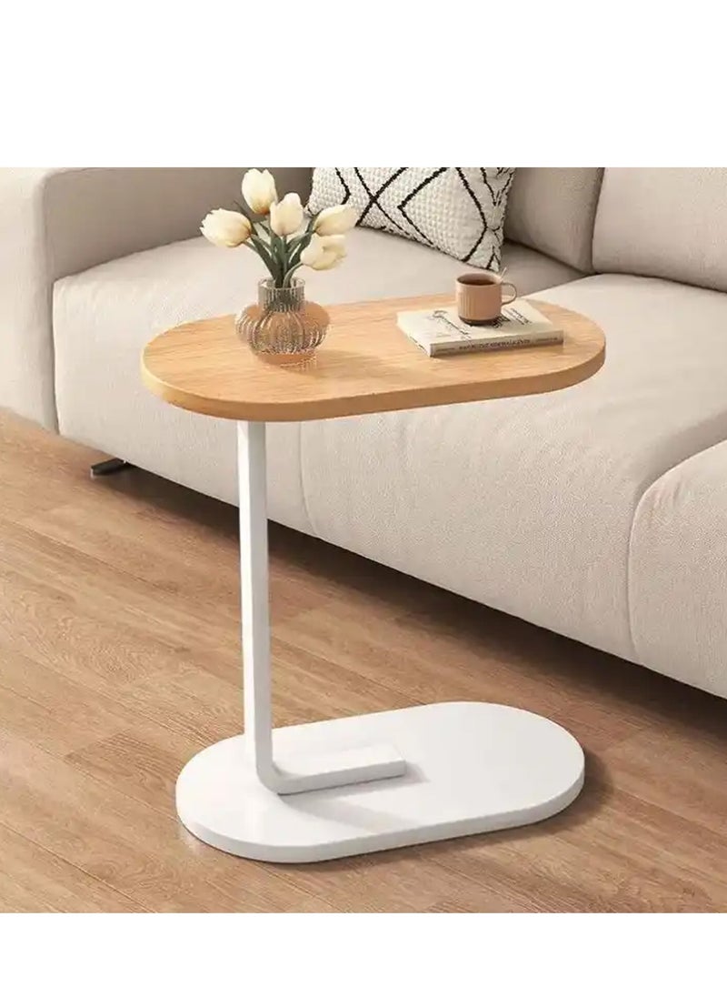 Playx Square - C Shaped Side Table Sofa Side Table Couch Side TablesThat Slide Under,End Table,Laptop Coffee and Snack Side Tables Wooden Table,Small Table For Balcony Living Room Bedroom (Walnut & White) - Image 1