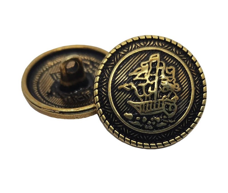 MebuZip 14 Pieces Old Gold Button Vintage Antique Metal Buttons Set 18mm 23mm for Blazers, Suits, Sport Coats, Uniform, Jackets (MBM32) - Image 2